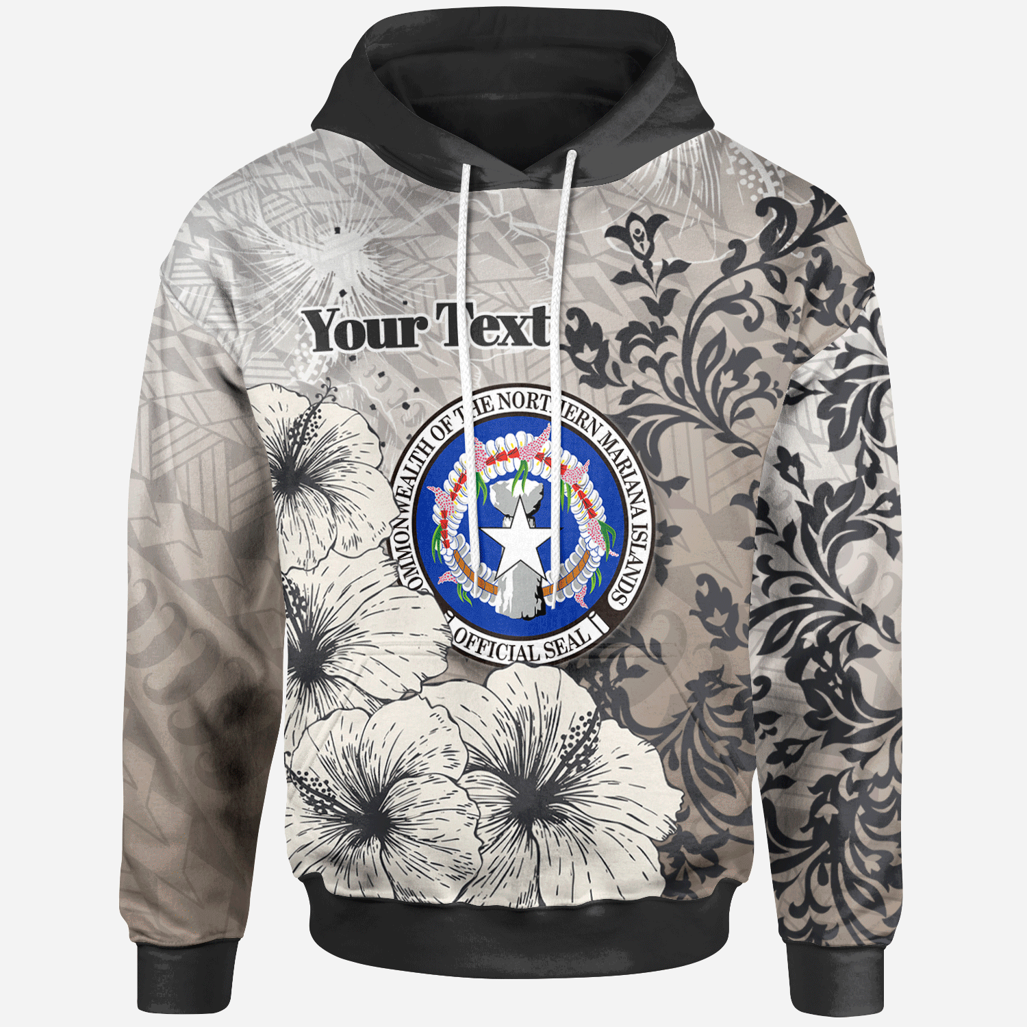 Northern Mariana Islands Hoodie Custom Vintage Luxury Floral Style Unisex Nude - Polynesian Pride