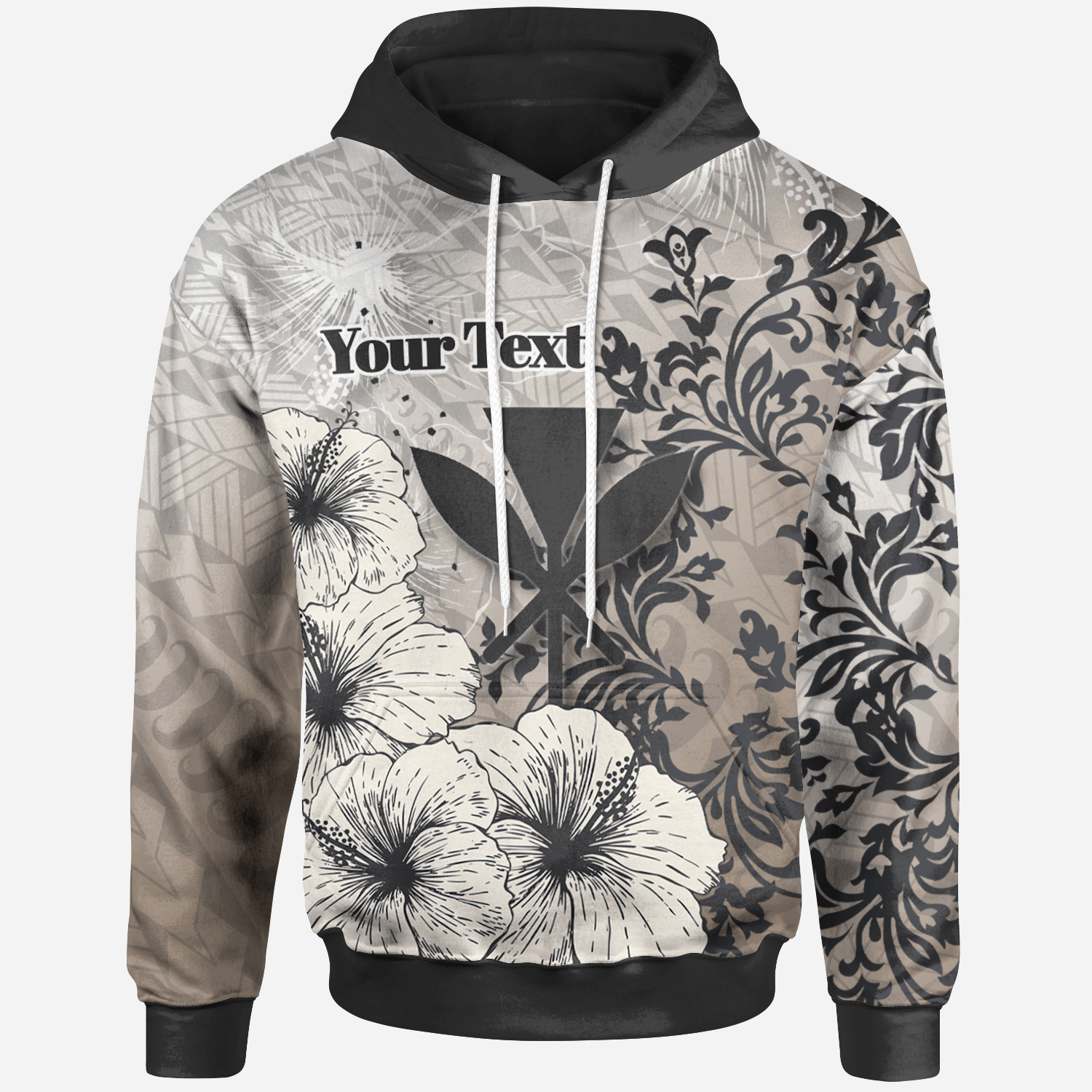 Kanaka Maoli Hoodie Custom Vintage Luxury Floral Style Unisex Nude - Polynesian Pride