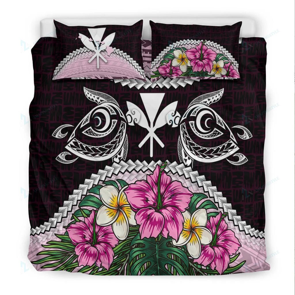 Kanaka Maoli Hawaii Bedding Set, Polynesian Turtle Tropical Hibiscus - Polynesian Pride