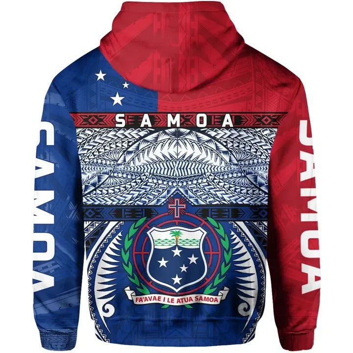 Samoa Zip Hoodie Manu Samoa Rugby Style - Polynesian Pride