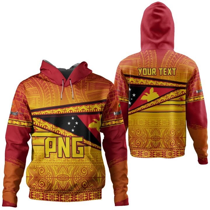 Custom Papua New Guinea Hoodie Flag Tapa Pattern Stronic Style Unisex Yellow - Polynesian Pride