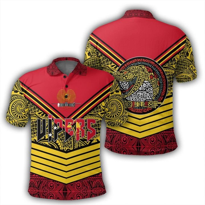 Port Moresby Vipers Polo Shirt Tapa Lauhala Rugby Scrum Style Unisex Yellow - Polynesian Pride