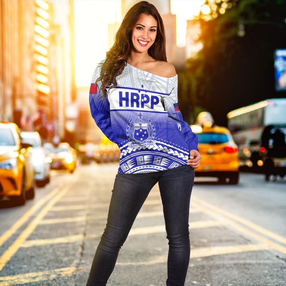Samoa HRPP Off Shoulder Sweater Polynesian Pattern - Polynesian Pride