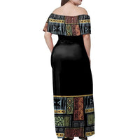 Fiji Bula Dress - Colorful Tapa Off Shoulder Long Dress - Polynesian Pride
