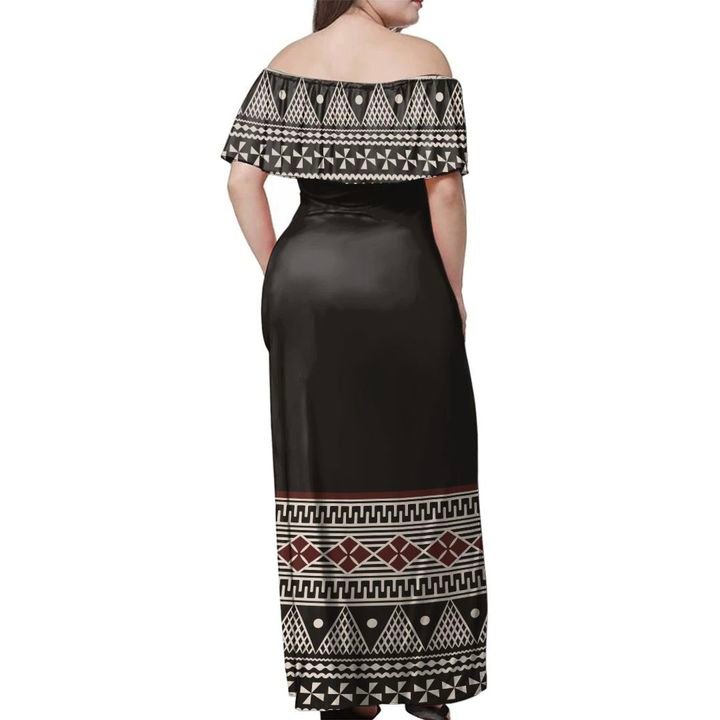 Fiji Masi Off Shoulder Long Dress - Polynesian Pride
