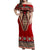 Tonga Ngatu Design Off Shoulder Long Dress Women Red - Polynesian Pride