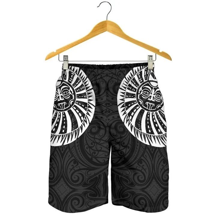 Polynesian Pride Short - New Zealand Maori Shorts, Maori Warrior Tattoo Men Shorts - White Male Black - Polynesian Pride