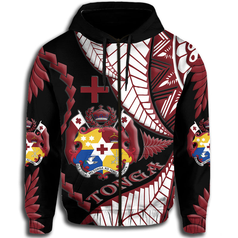 Custom Tonga Hoodie Emancipation Day Kupesi Pattern No.1 Black LT9 Zip Hoodie - Polynesian Pride
