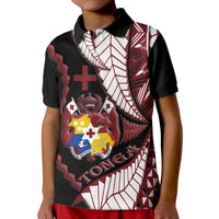 Custom Tonga Emancipation Day Polo Shirt Kupesi Pattern No.1 Black LT9 Kid - Polynesian Pride