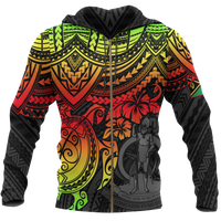 Vanuatu Polynesian Zip up Hoodie Reggae Turtle Unisex RED - Polynesian Pride