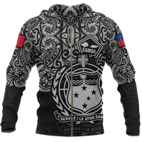 Samoa Polynesian Hoodie (Zip up) Pride of Samoa Unisex BLACK - Polynesian Pride