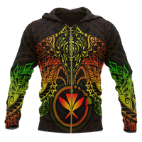 Polynesian Hawaii Zip up Hoodie Reggae Turtle Manta Ray Unisex RED - Polynesian Pride