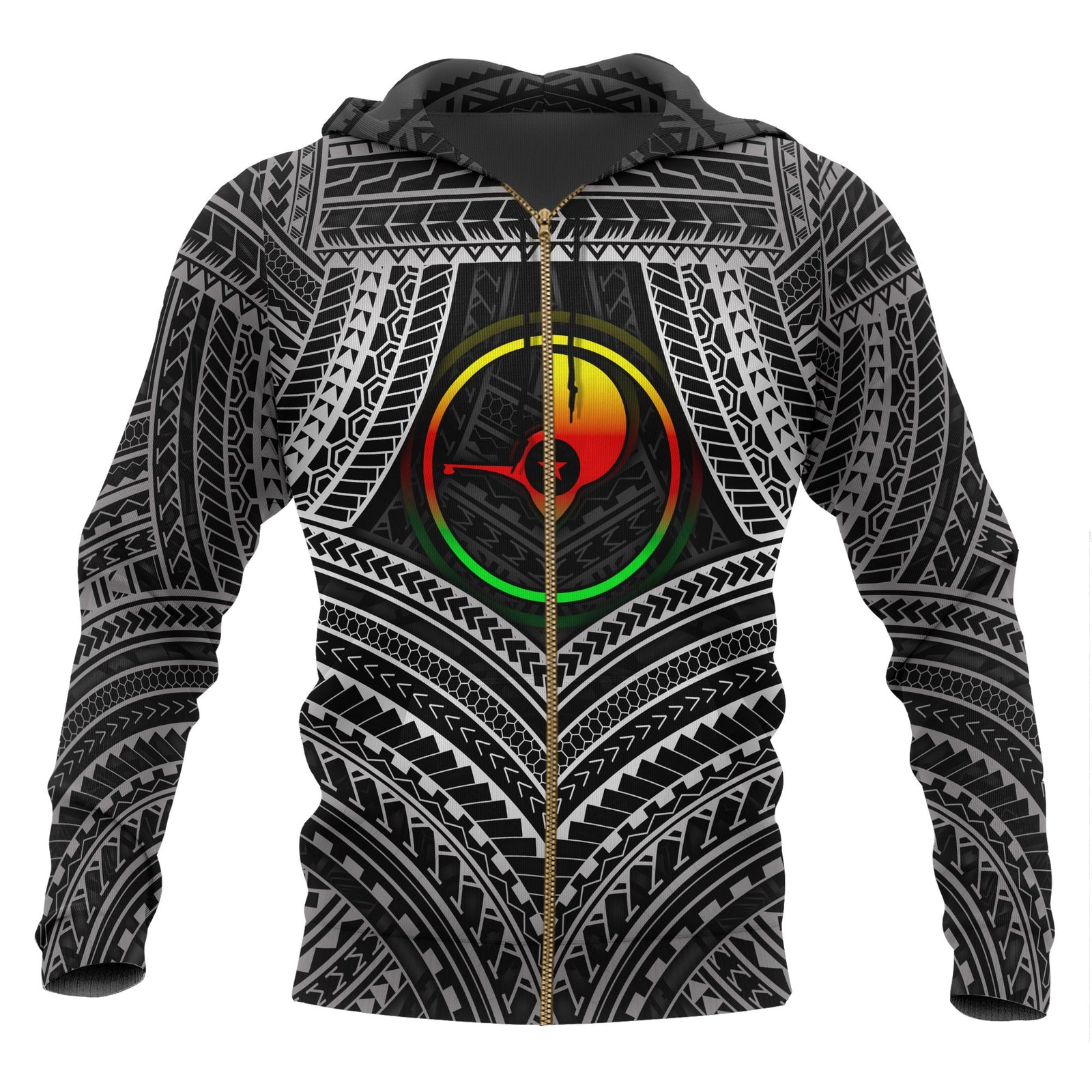 YAP Polynesian Zip up Hoodie Yap Flag Reggae Color Unisex Reggae - Polynesian Pride