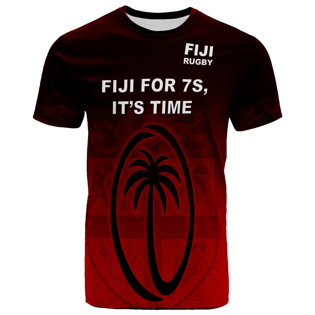 Fiji Rugby T Shirt Fiji For 7s, Its Time Red and Black RLT7 Unisex Red - Polynesian Pride