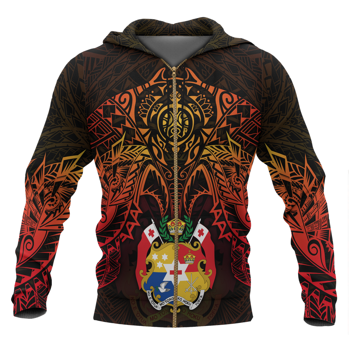 Tonga Polynesian Hoodie (Zip up) Red Manta Ray Unisex RED - Polynesian Pride
