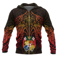Tonga Polynesian Hoodie (Zip up) Red Manta Ray Unisex RED - Polynesian Pride