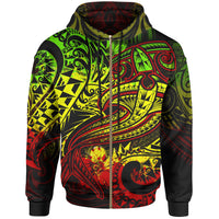 Polynesian Zip up Hoodie Reggae Shark Polynesian Tattoo Unisex Reggae - Polynesian Pride