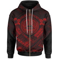 American Samoa Zip up Hoodie AS Red Seal Polynesian Patterns Unisex Red - Polynesian Pride