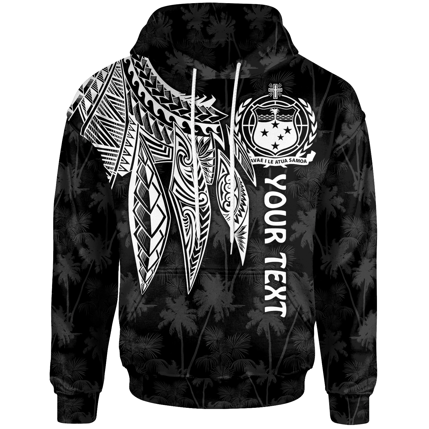 Samoa Custom Hoodie Polynesian Wings (White) Unisex White - Polynesian Pride