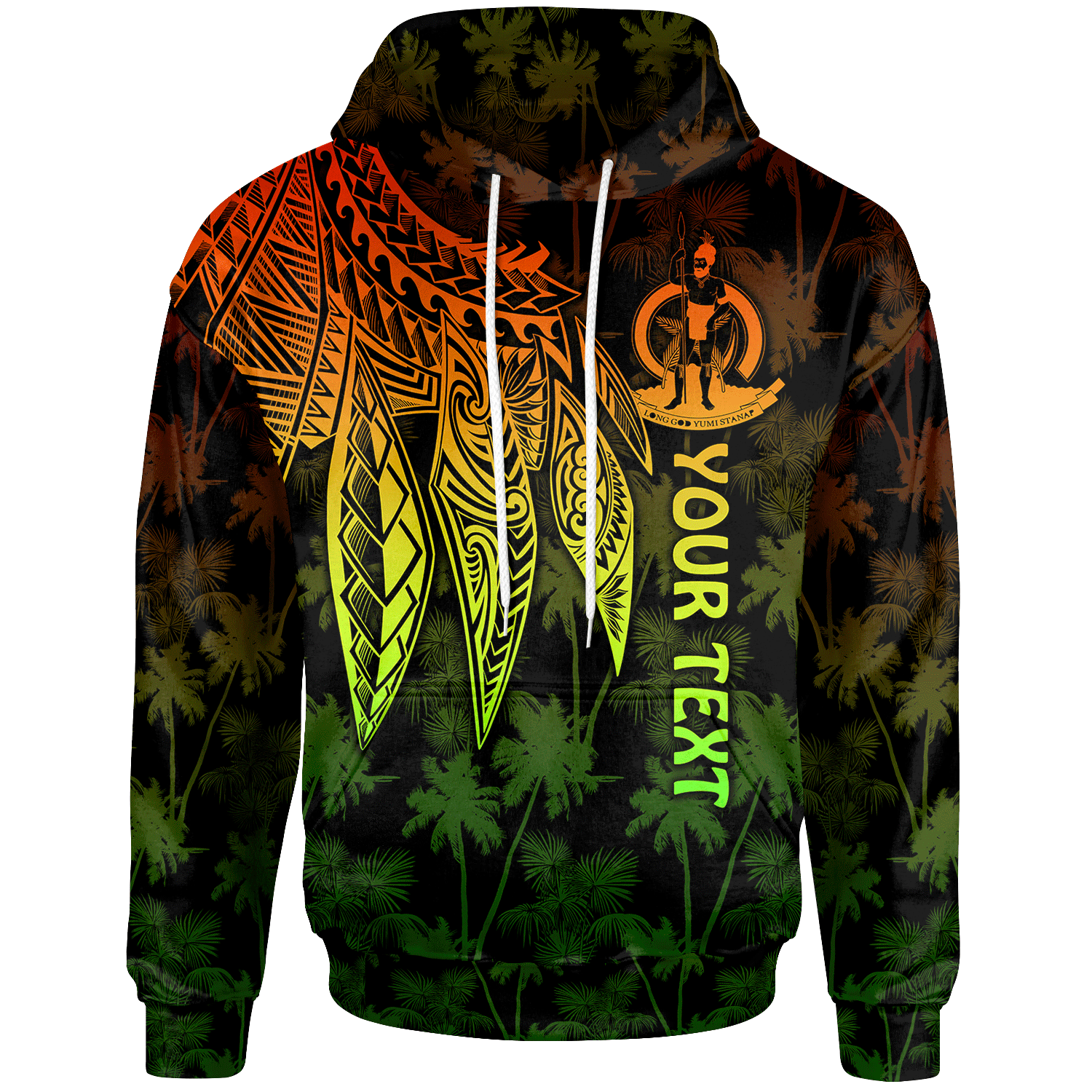 Vanuatu Custom Hoodie Polynesian Wings (Reggae) Unisex Reggae - Polynesian Pride