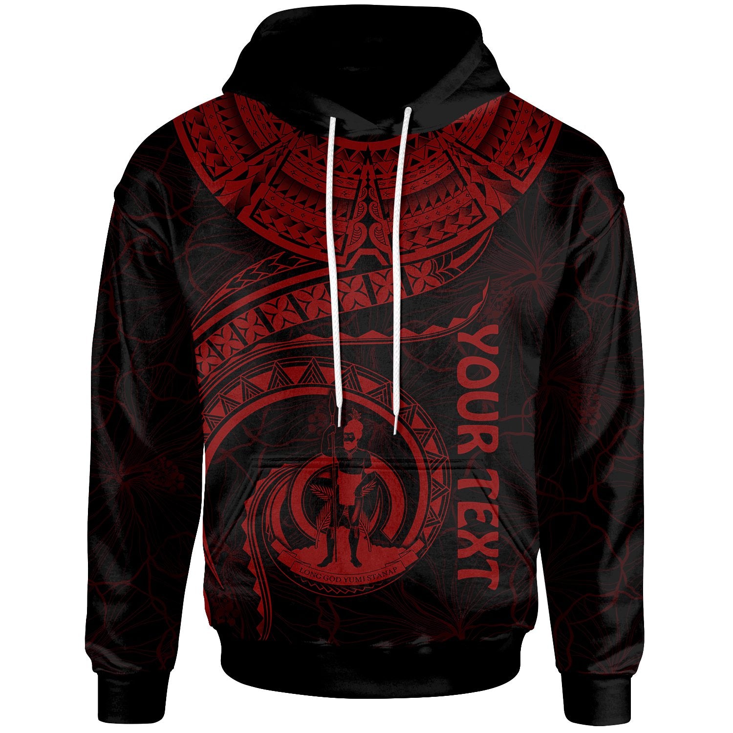 Vanuatu Polynesian Custom Hoodie Vanuatu Waves (Red) Unisex Red - Polynesian Pride