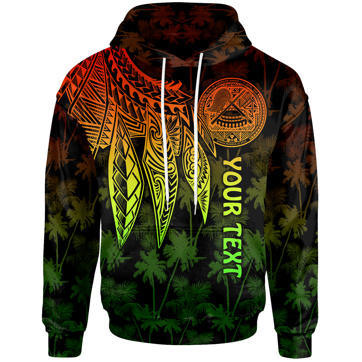 American Samoa Custom Hoodie Polynesian Wings (Reggae) Unisex Reggae - Polynesian Pride