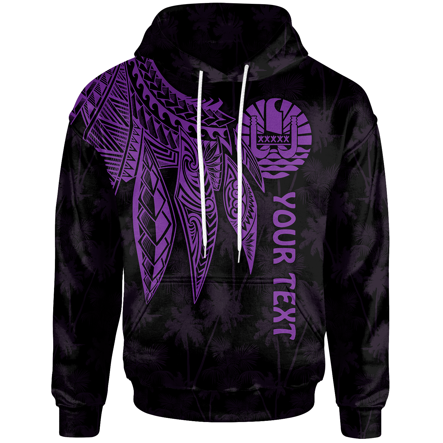 Tahiti Custom Hoodie Polynesian Wings (Purple) Unisex Purple - Polynesian Pride