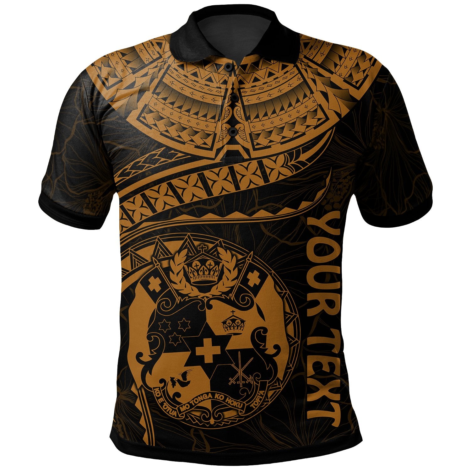 Tonga Polynesian Custom Polo Shirt Tonga Waves (Golden) Unisex Black - Polynesian Pride