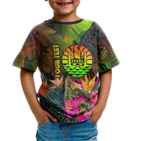 Tahiti Polynesian Custom T Shirt Hibiscus and Banana Leaves - Polynesian Pride