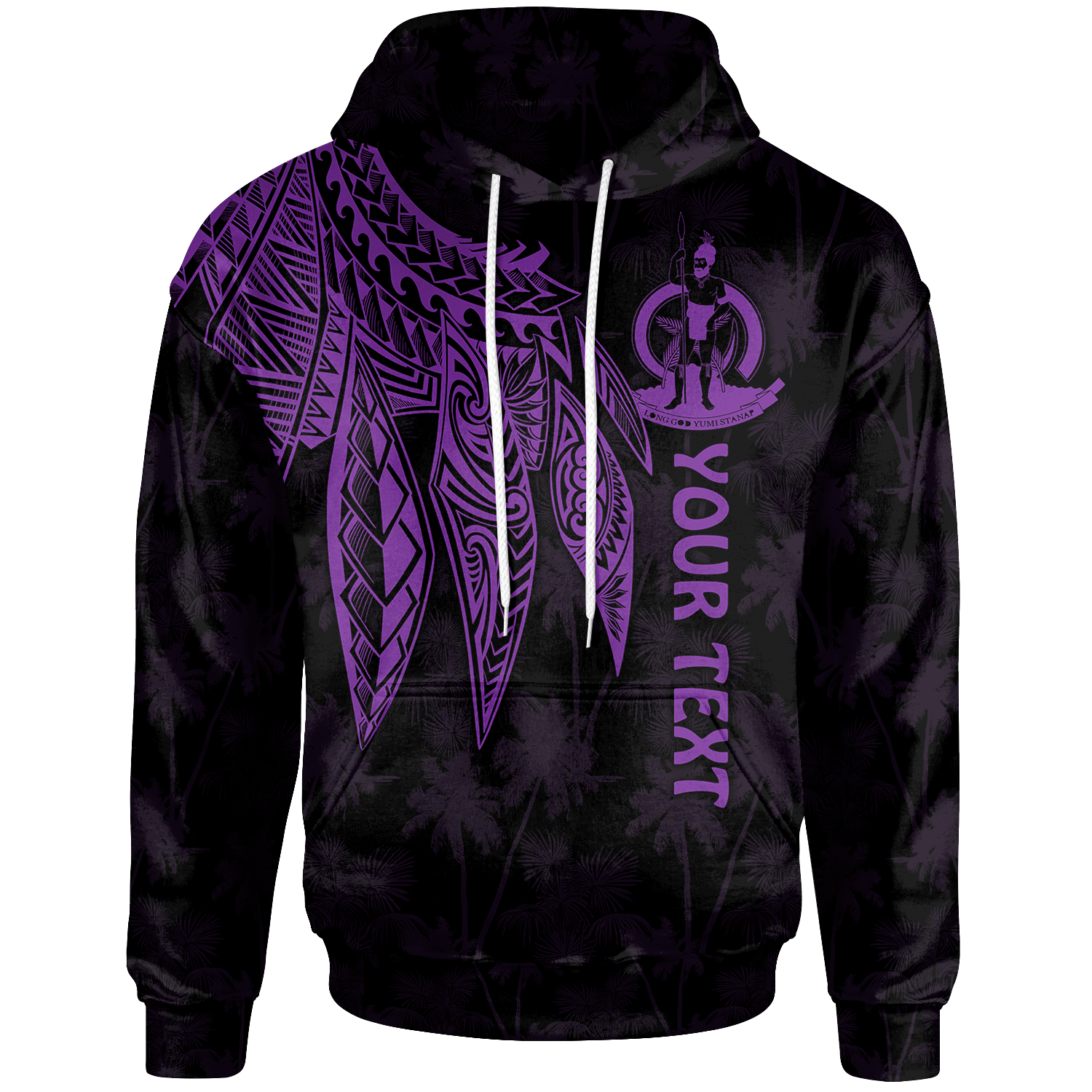 Vanuatu Custom Hoodie Polynesian Wings (Purple) Unisex Purple - Polynesian Pride