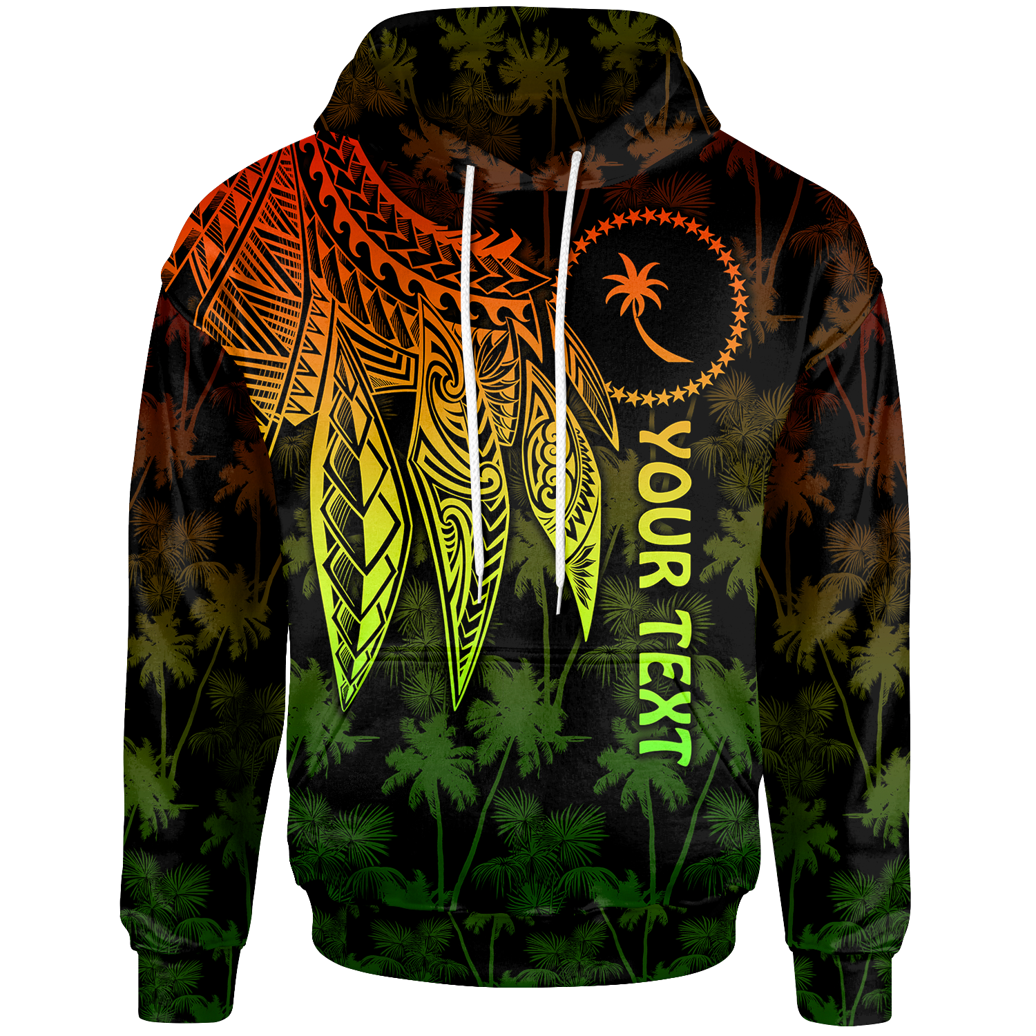 Chuuk Custom Hoodie Polynesian Wings (Reggae) Unisex Reggae - Polynesian Pride