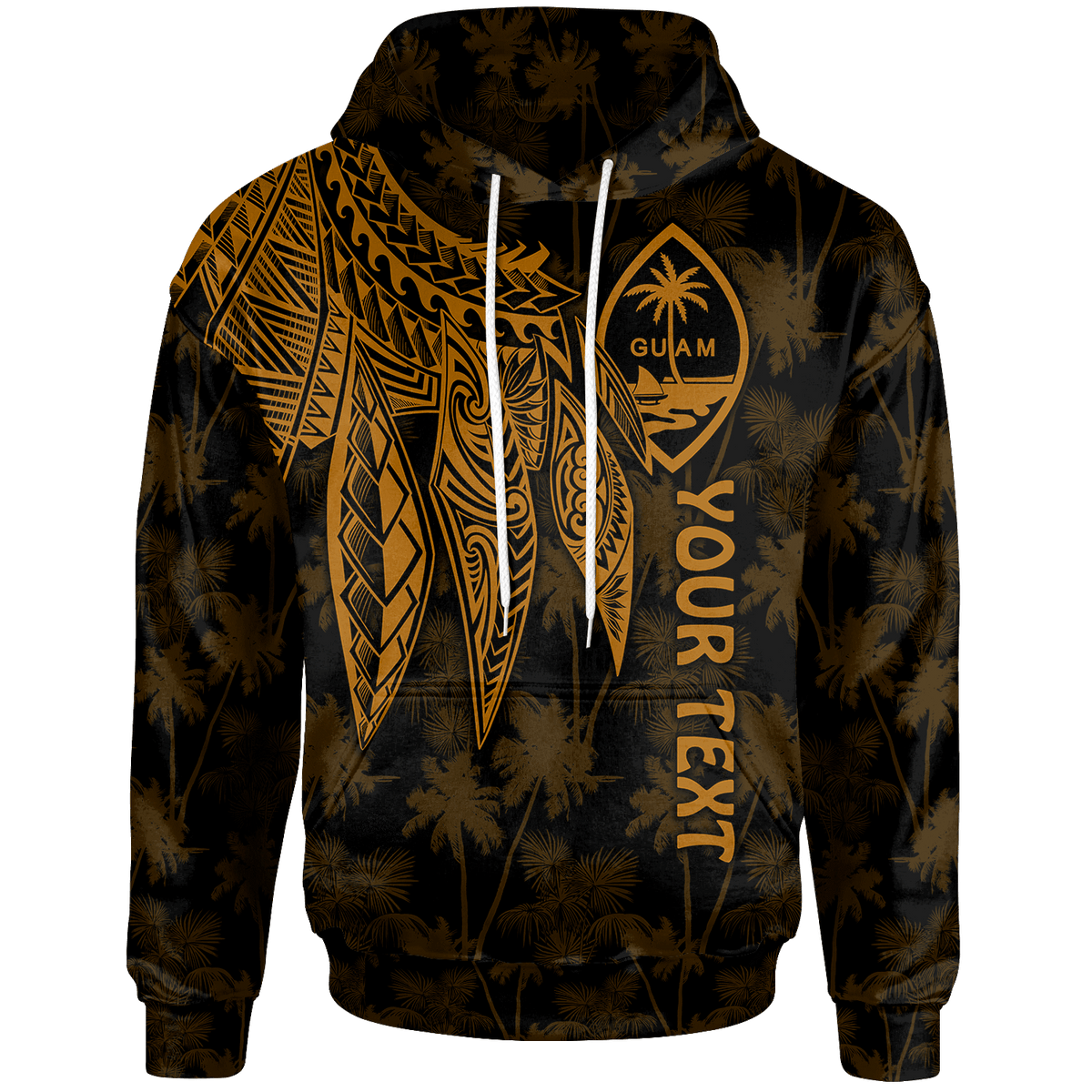 Guam Custom Hoodie Polynesian Wings (Golden) Unisex Golden - Polynesian Pride