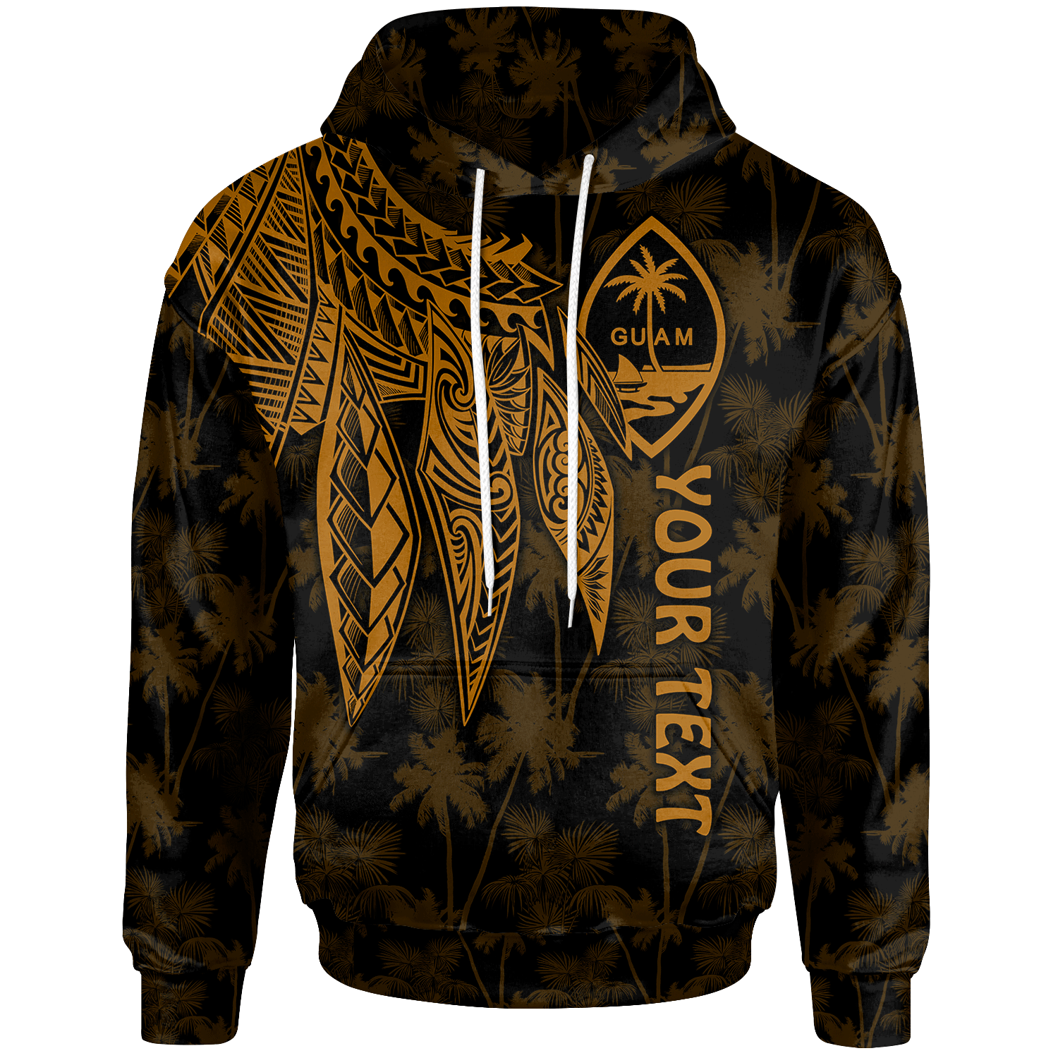 Guam Custom Hoodie Polynesian Wings (Golden) Unisex Golden - Polynesian Pride