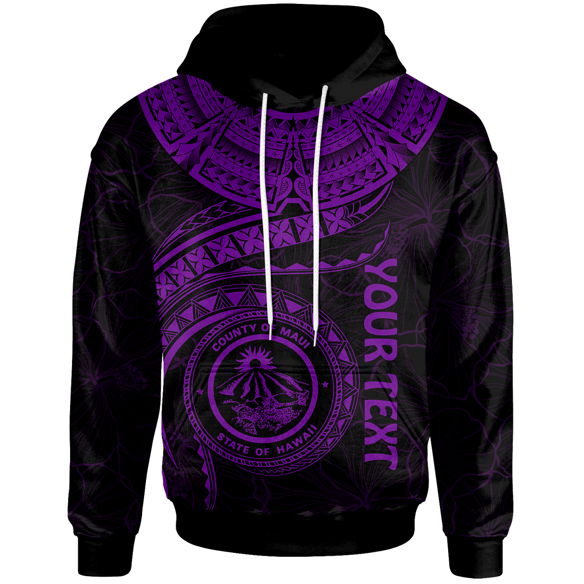 Polynesian Hawaii Custom Hoodie Maui Polynesian Waves (Purple) Unisex Purple - Polynesian Pride