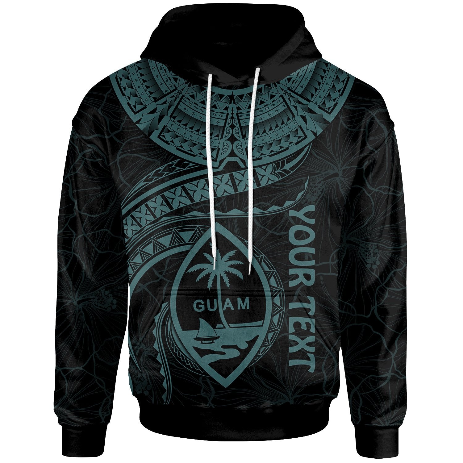 Guam Polynesian Custom Hoodie Guam Waves (Turquoise) Unisex Turquoise - Polynesian Pride