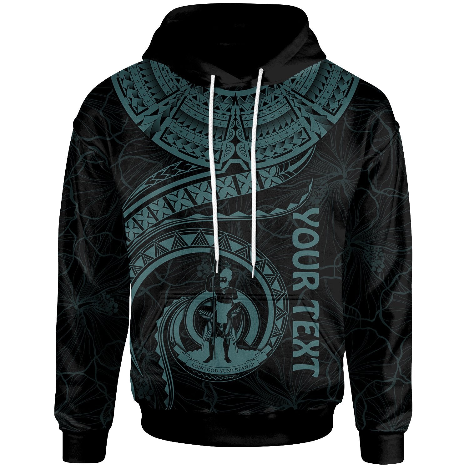 Vanuatu Polynesian Custom Hoodie Vanuatu Waves (Turquoise) Unisex Turquoise - Polynesian Pride