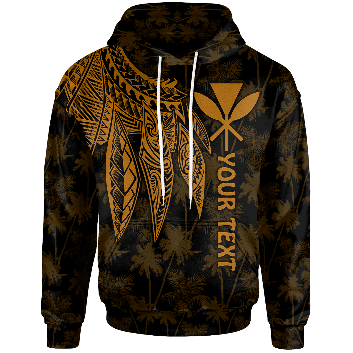 Polynesian Hawaii Kanaka Maoli Custom Hoodie Polynesian Wings (Golden) Unisex Golden - Polynesian Pride