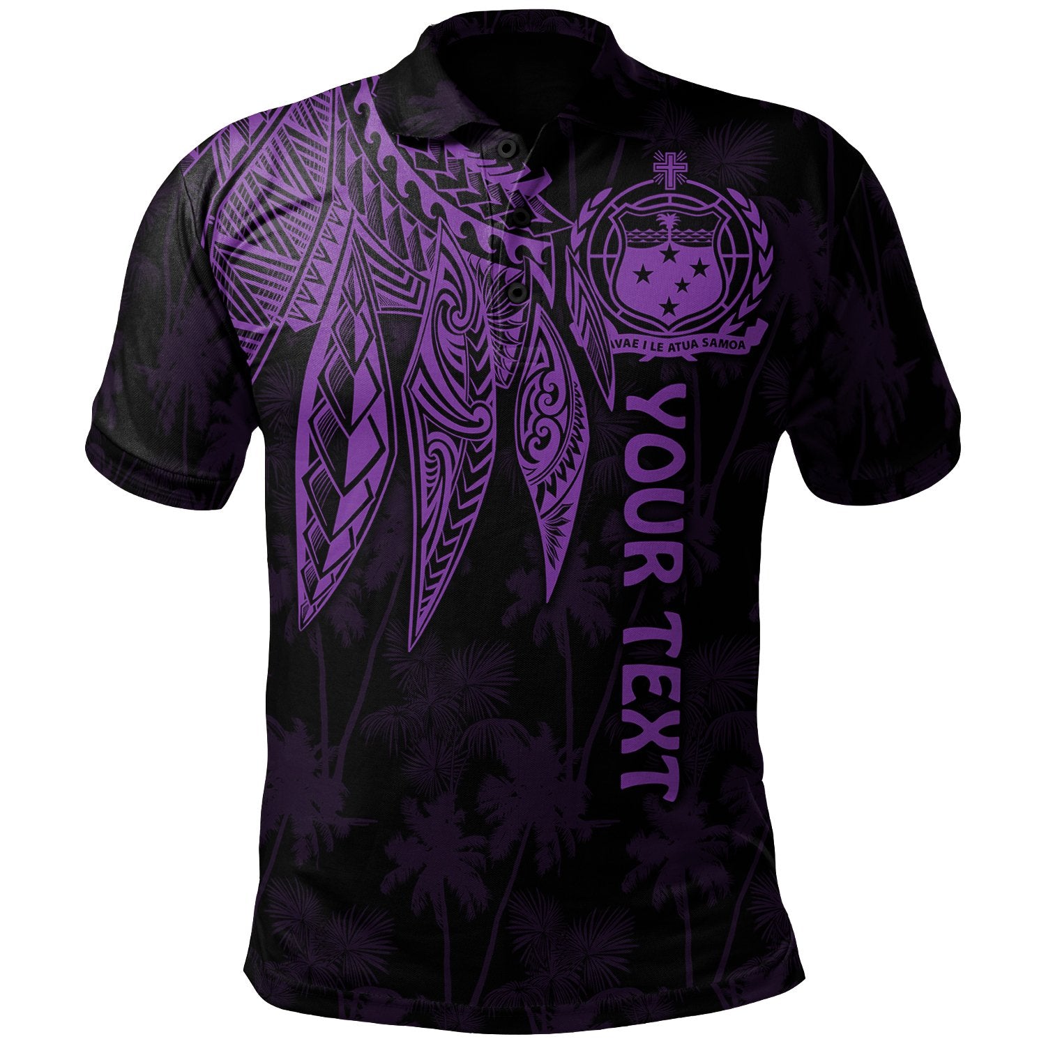 Samoa Custom Polo Shirt Polynesian Wings (Purple) Unisex Purple - Polynesian Pride