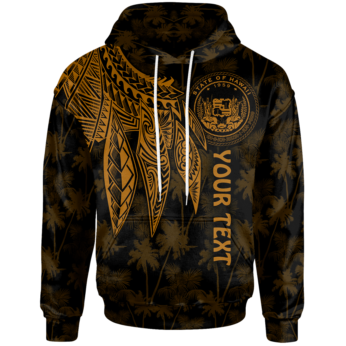 Polynesian Hawaii Custom Hoodie Polynesian Wings (Golden) Unisex Golden - Polynesian Pride