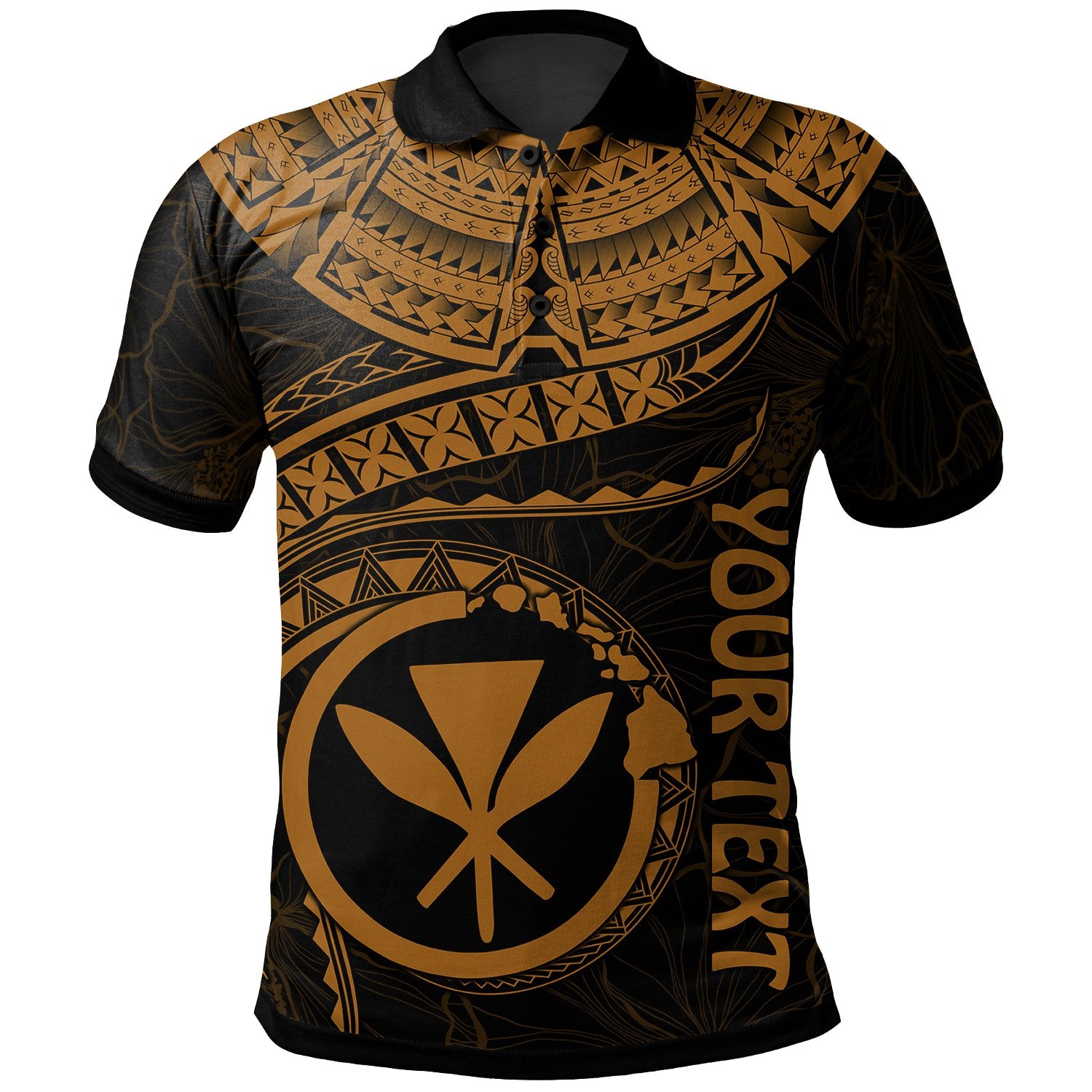 Polynesian Hawaii Custom Polo Shirt Kanaka Maoli with Hawaiian Waves (Golden) Unisex Golden - Polynesian Pride