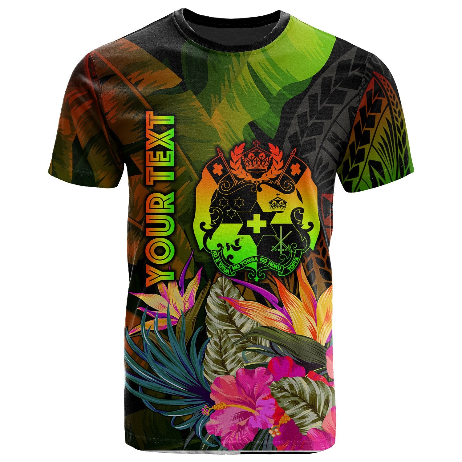 Tonga Polynesian Custom T Shirt Hibiscus and Banana Leaves Unisex Reggae - Polynesian Pride