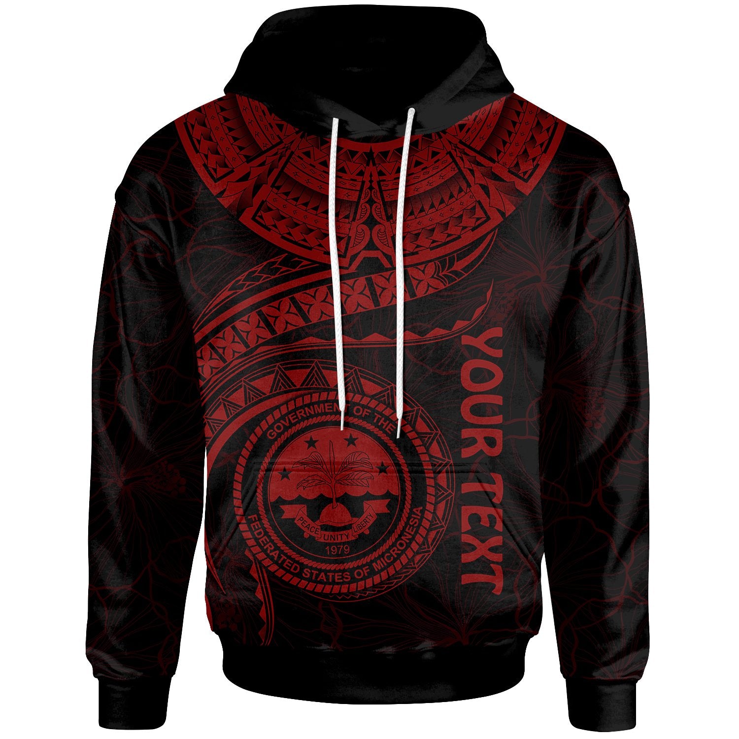 Federated States of Micronesia Polynesian Custom Hoodie FSM Waves (Red) Unisex Red - Polynesian Pride