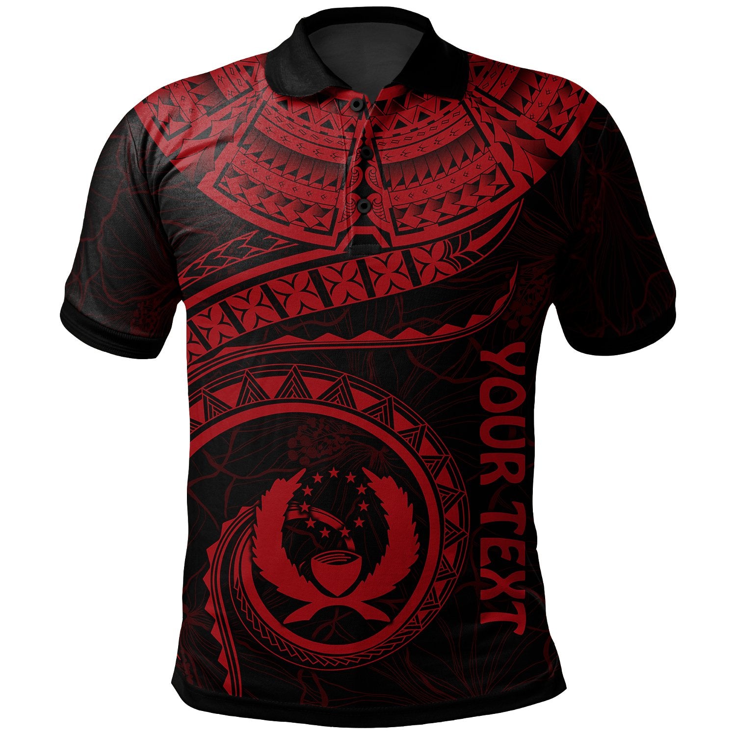 Pohnpei Polynesian Custom Polo Pohnpei Waves (Red) Unisex Red - Polynesian Pride