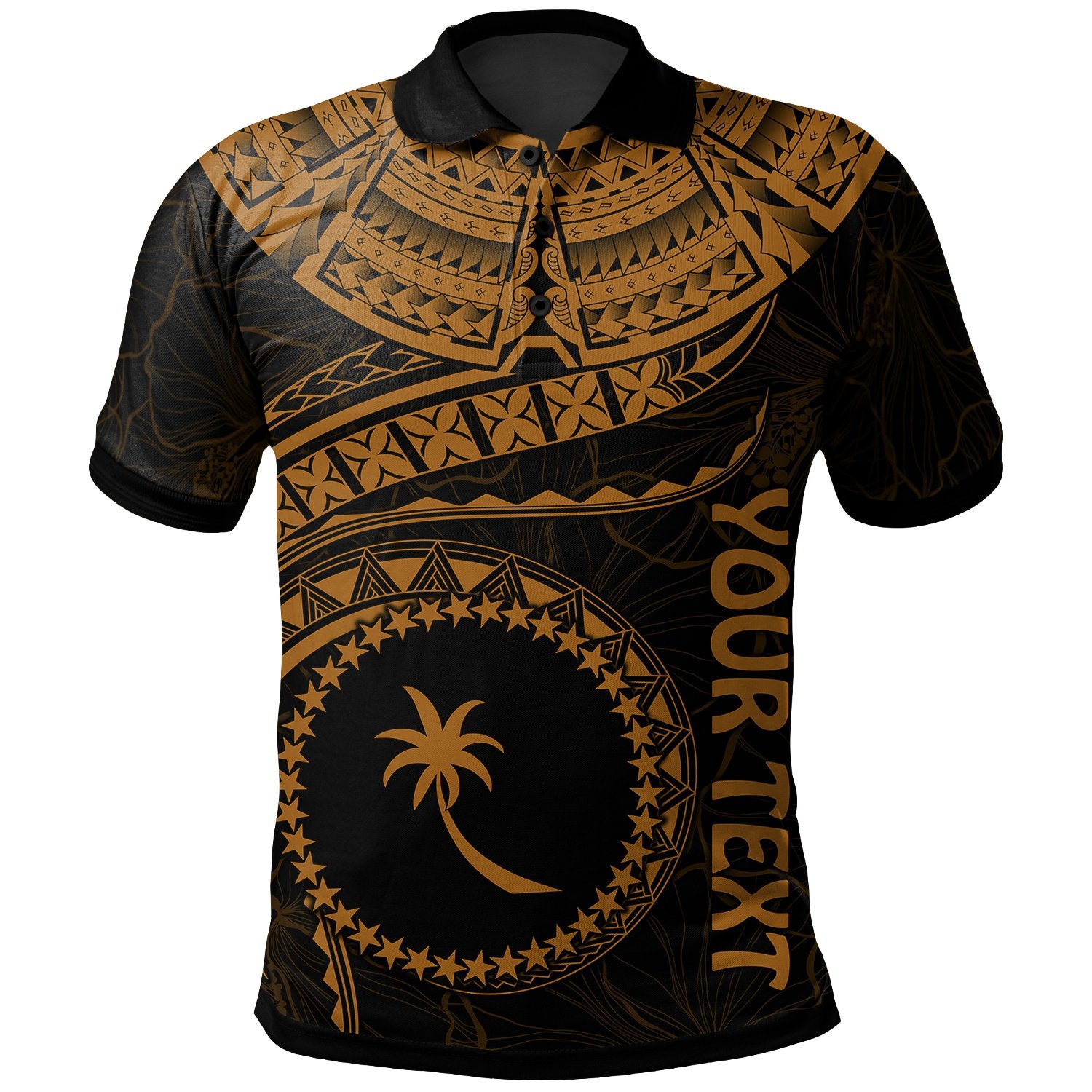 Chuuk Polynesian Custom Polo Shirt Truk Waves (Golden) Unisex Golden - Polynesian Pride