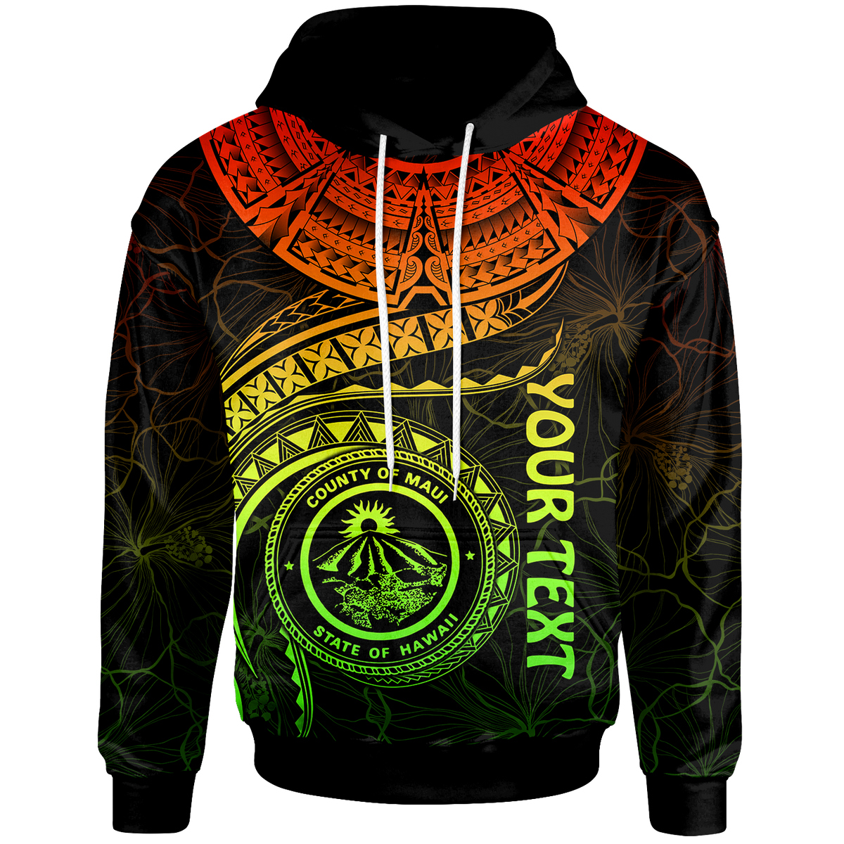 Polynesian Hawaii Custom Hoodie Maui Polynesian Waves (Reggae) Unisex Reggae - Polynesian Pride
