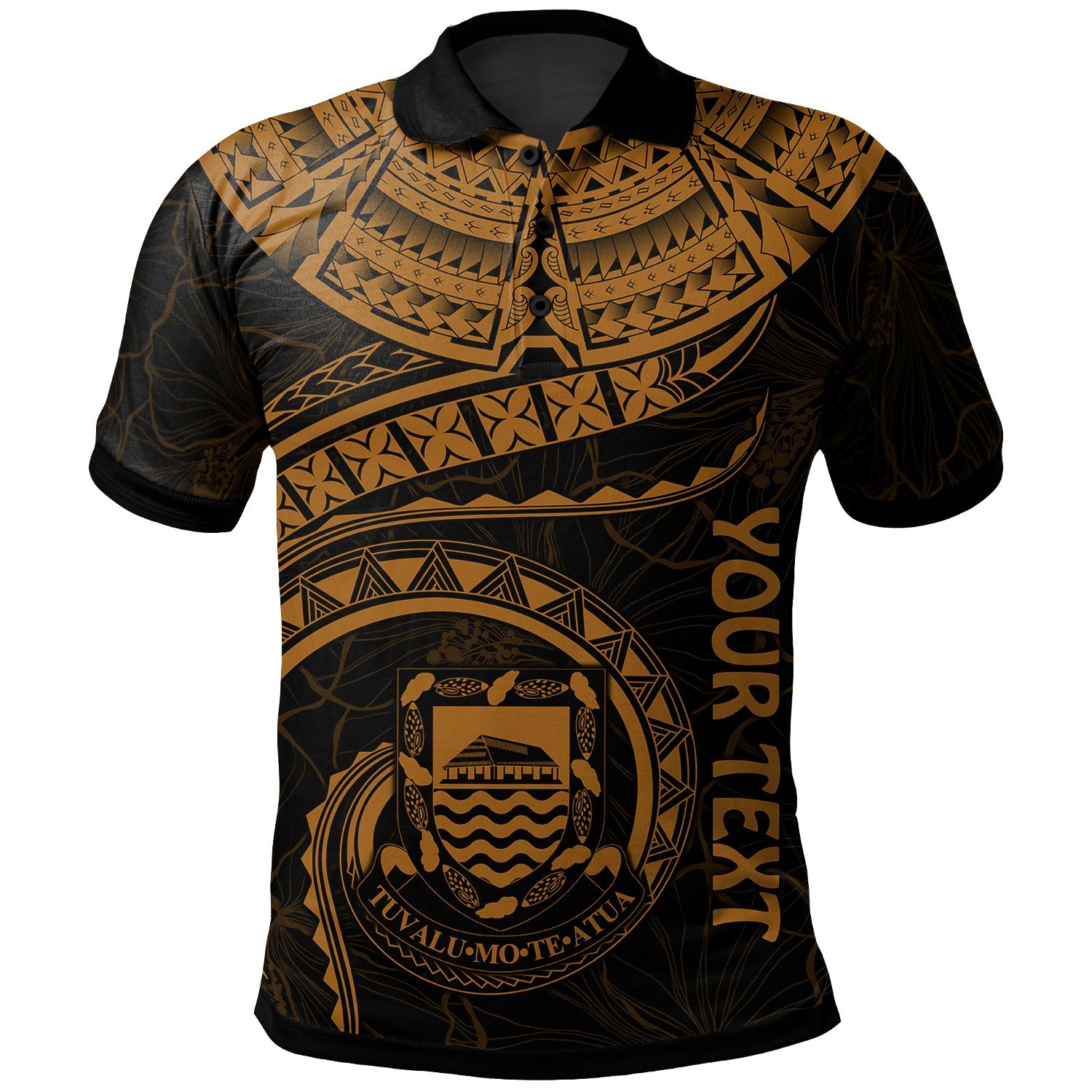 Tuvalu Polynesian Custom Polo Shirt Tuvalu Waves (Golden) Unisex Golden - Polynesian Pride