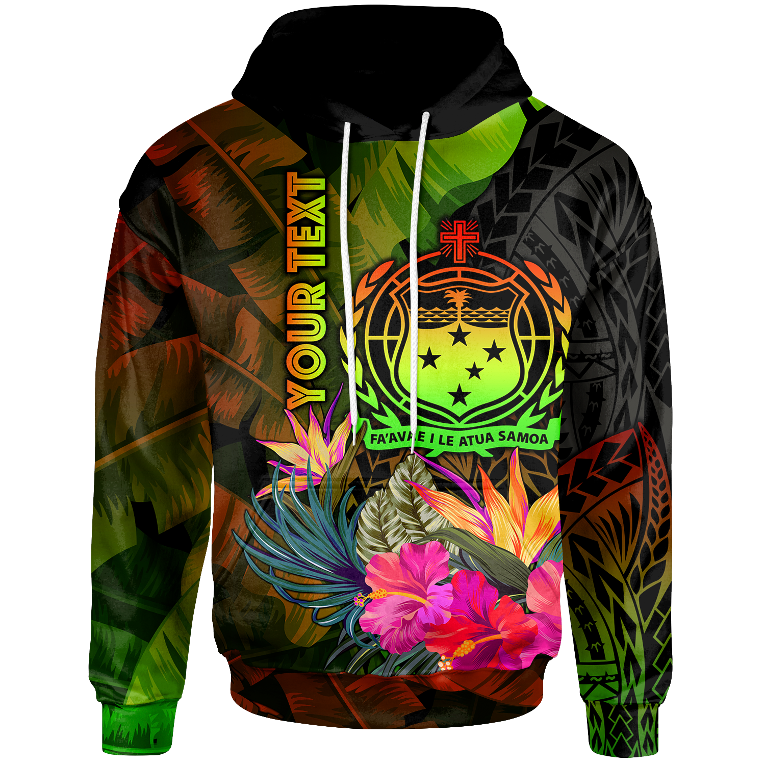 Samoa Polynesian Custom Hoodie Hibiscus and Banana Leaves Unisex Reggae - Polynesian Pride