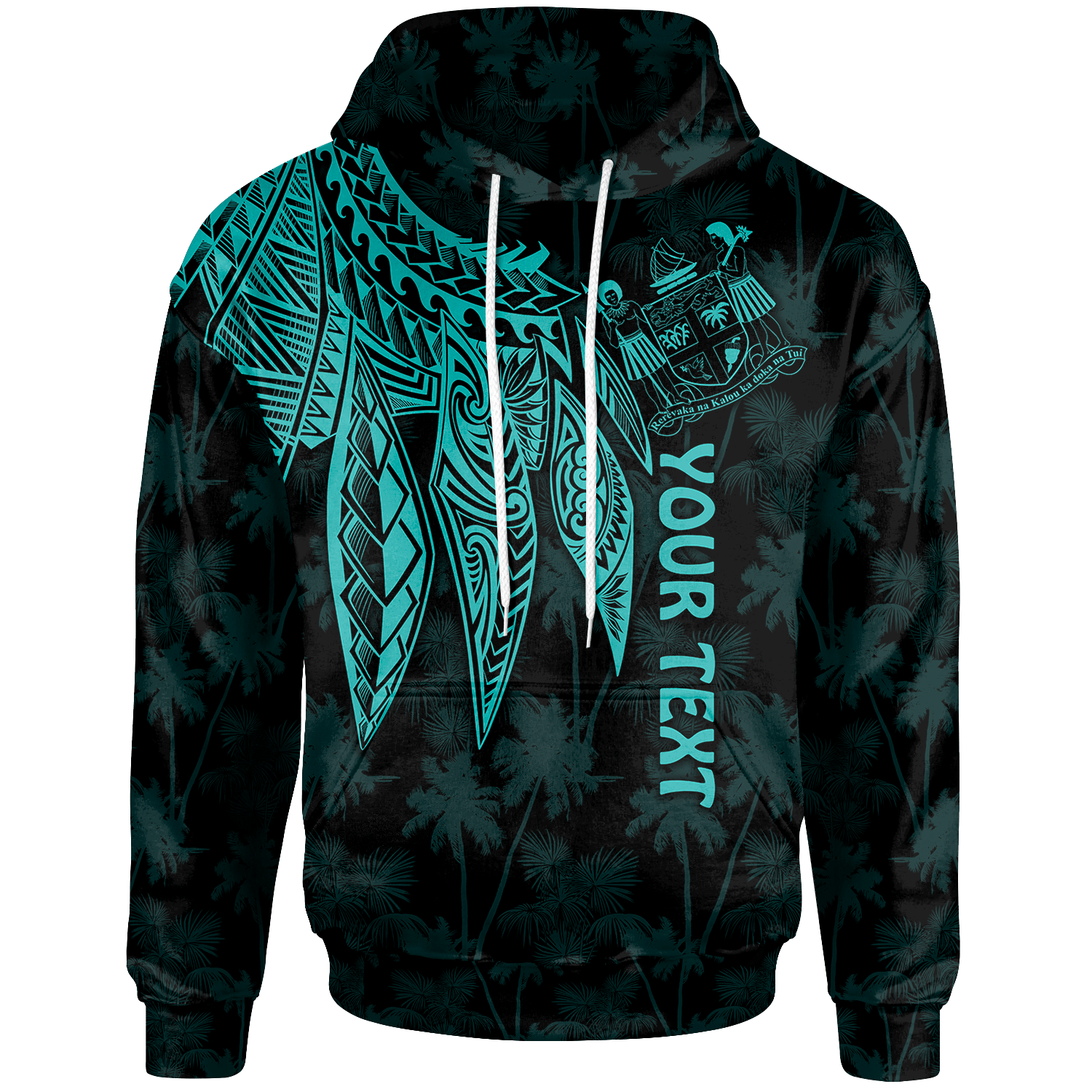 Fiji Custom Hoodie Polynesian Wings (Turquoise) Unisex Blue - Polynesian Pride