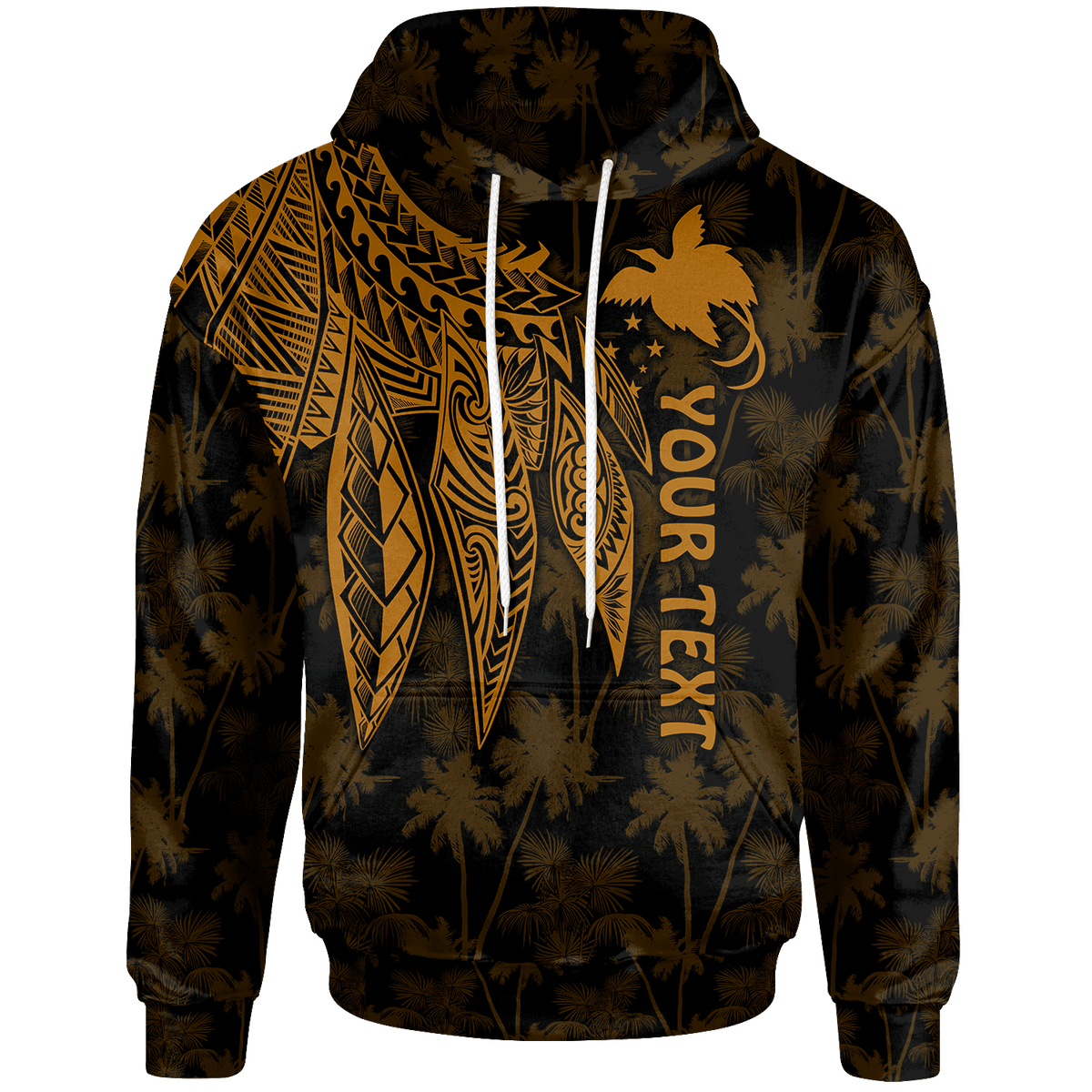 Papua New Guinea Custom Hoodie Polynesian Wings (Golden) Unisex Golden - Polynesian Pride