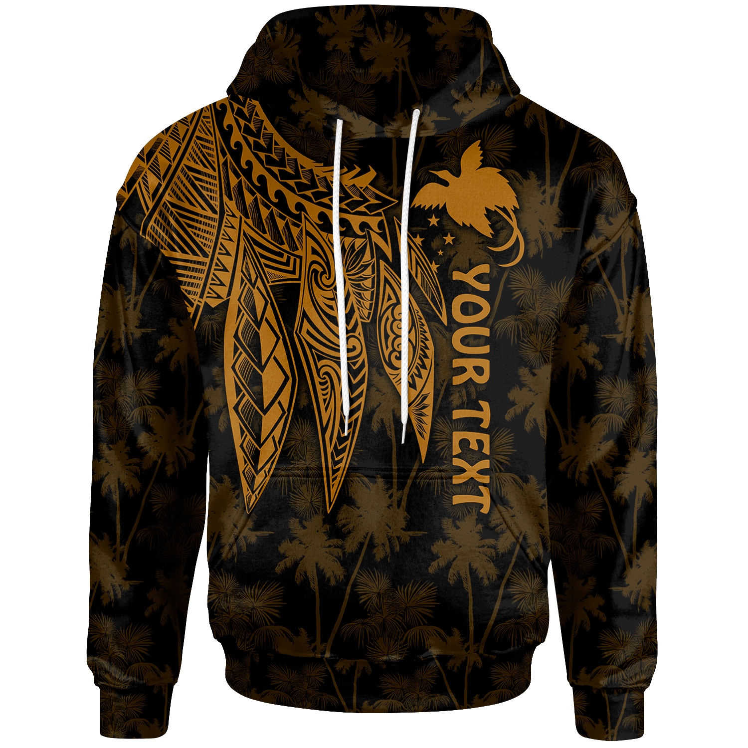 Papua New Guinea Custom Hoodie Polynesian Wings (Golden) Unisex Golden - Polynesian Pride